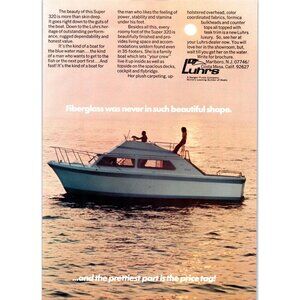 1971 Luhrs Super Deep 320 Cruiser Yacht Vintage Print Ad Sunset Ocean Wall Art